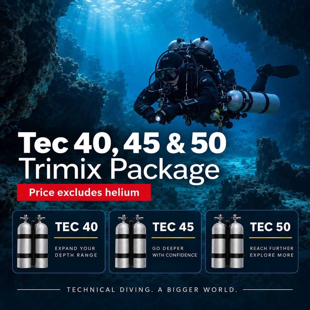 Tec 40, Tec 45 and Tec 50 Trimix package in Khao Lak